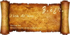 Zink Ákos névjegykártya